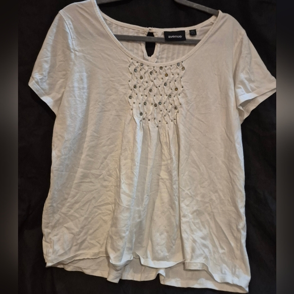White Women's Top with rhinestones - Picture 1 of 5
